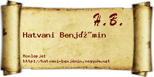 Hatvani Benjámin névjegykártya