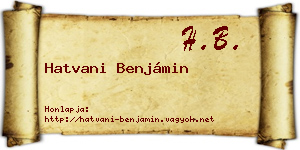 Hatvani Benjámin névjegykártya