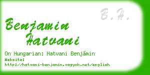 benjamin hatvani business card