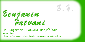 benjamin hatvani business card